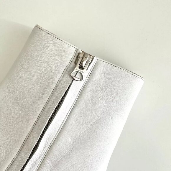 ACNE STUDIOS White Leather Cutout Heel Ankle Boots Size 38 - Picture 6 of 10